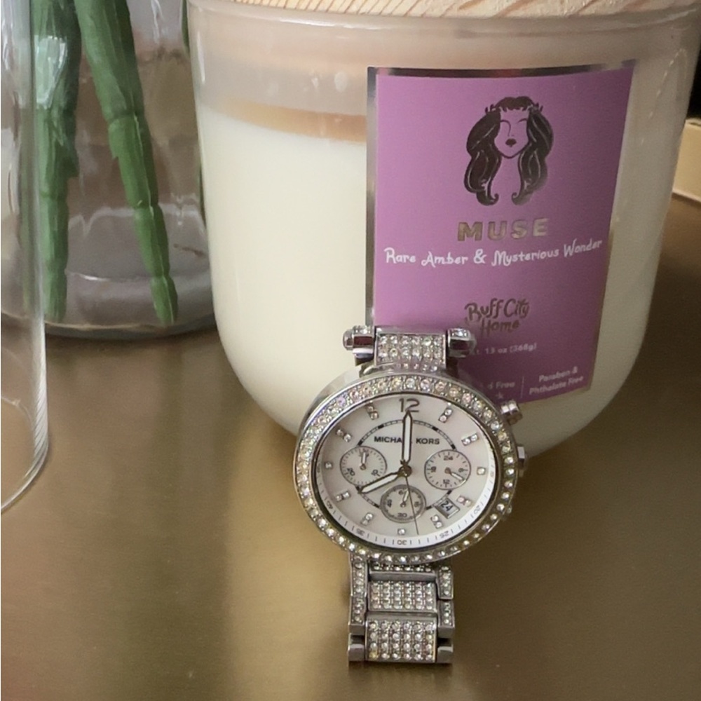 Michael Kors Silver Watch with Crystal Accents